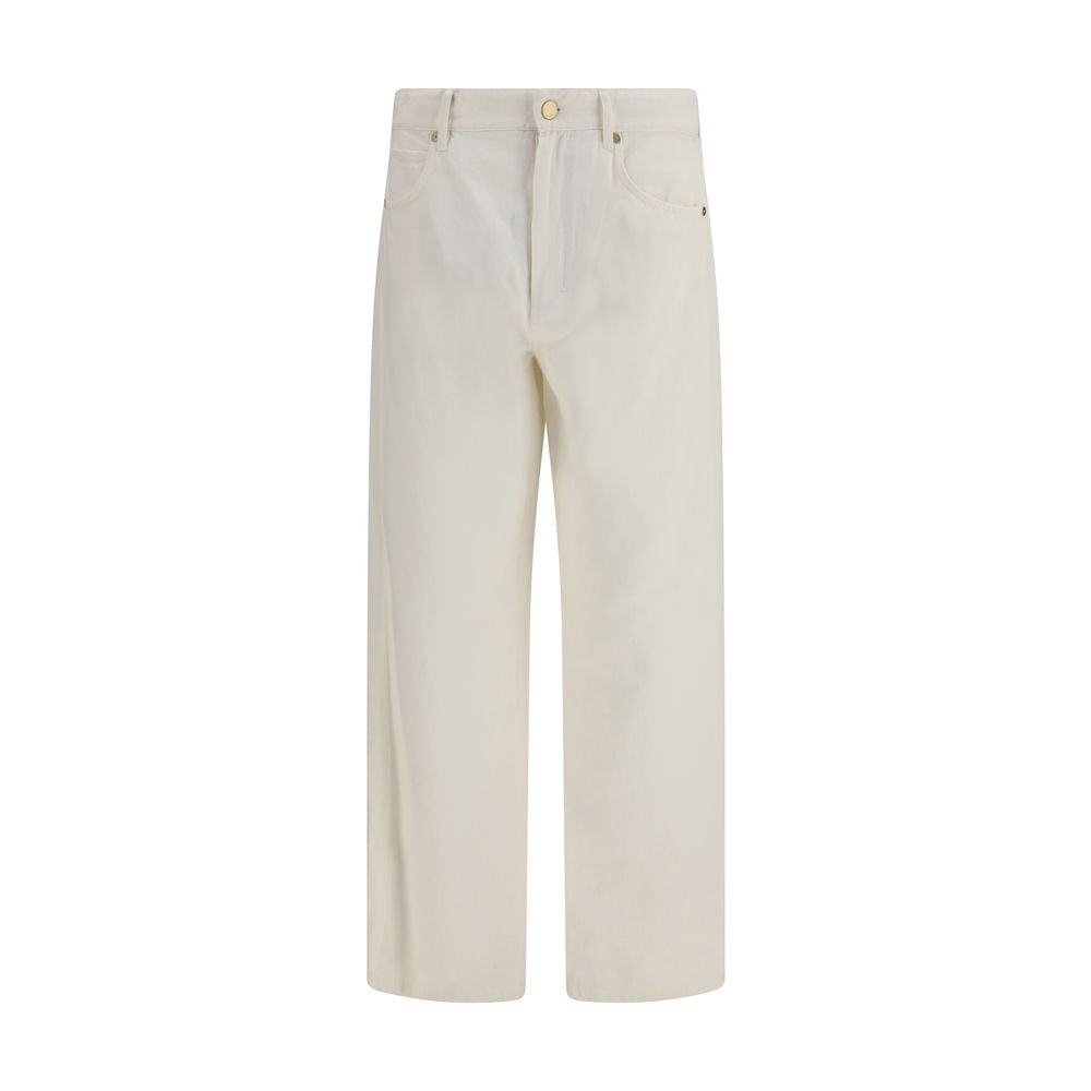 Cotton-Linen Blend Trousers — Beige