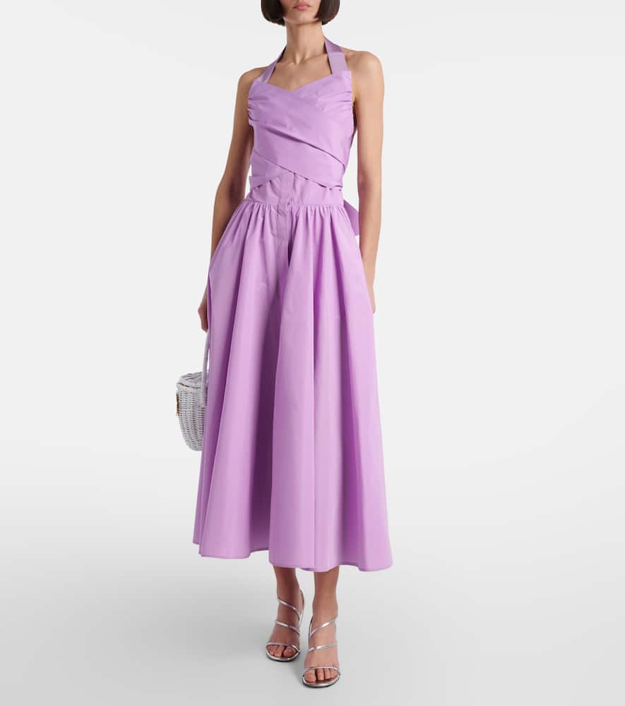 Gathered faille midi dress
