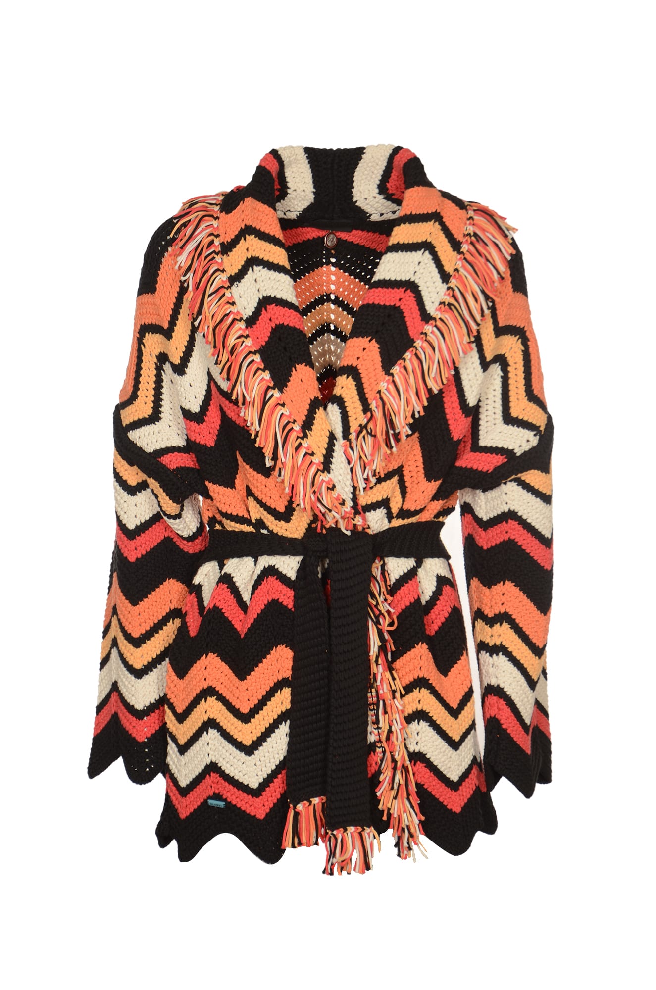 Kaleidoscopic chevron knit cardigan - Orange