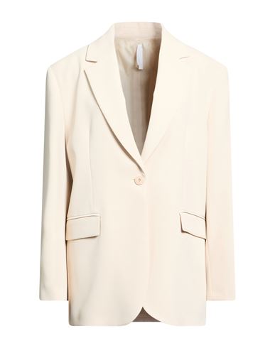 Woman Blazer Cream Size M Polyester, Elastane