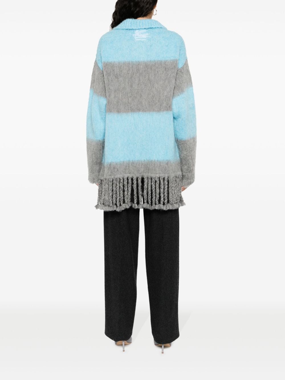 Brushed Effect Fringed Edge Sweater Mini Dress