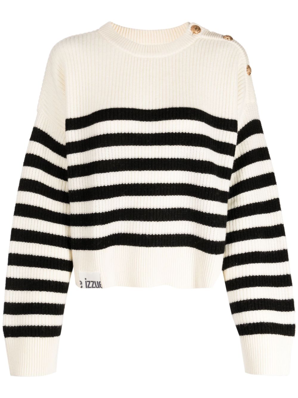 Logo-patch striped jumper - Black