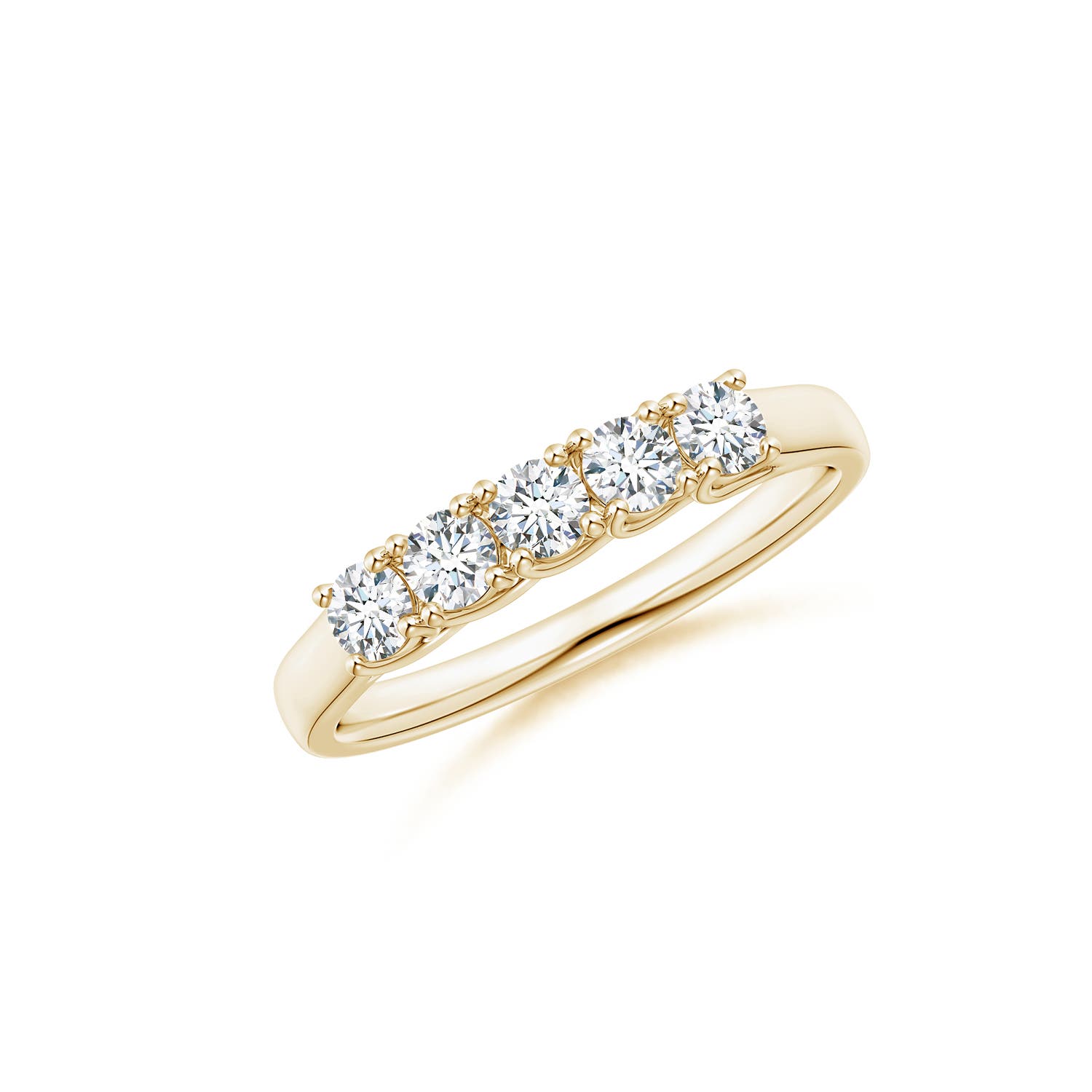 Angara 0.43 Carat Lab-Grown Half Eternity Five Stone Diamond Wedding Ring in 18K Yellow Gold