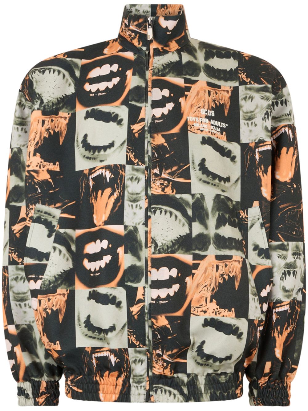 Lips print oversized jacket - Black