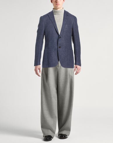 Man Blazer Blue Size 40 Linen, Virgin Wool