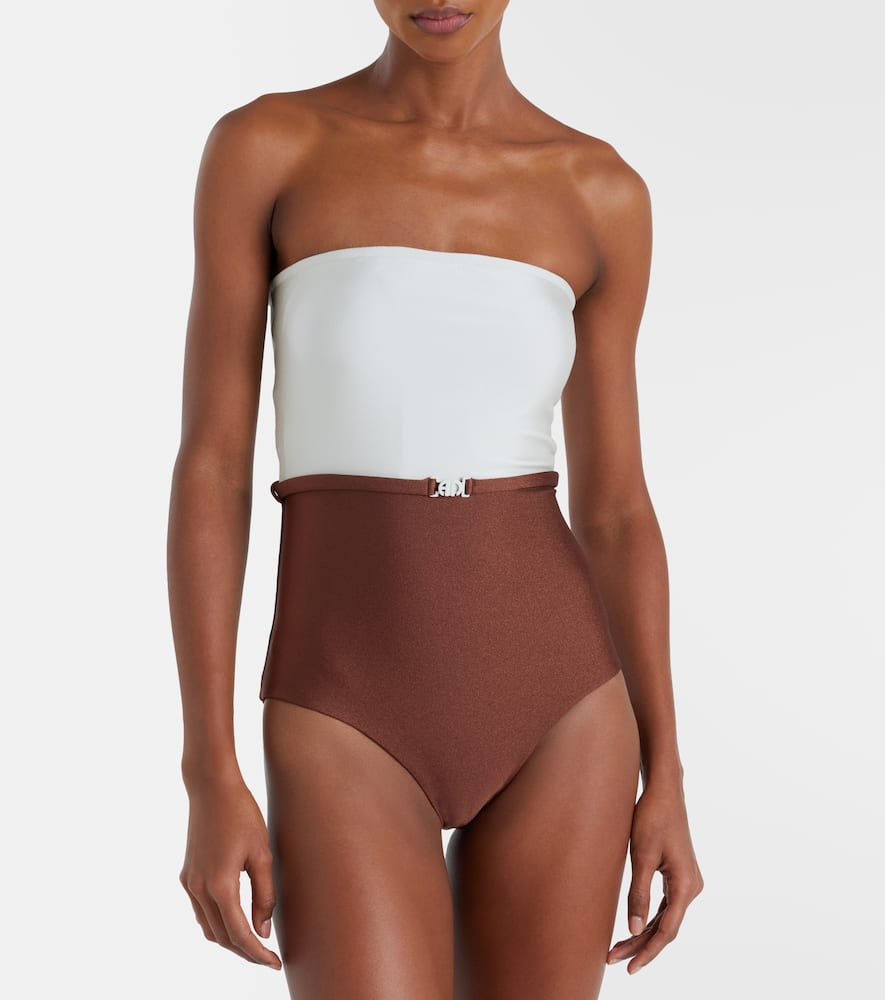 Bicolor belted swimsuit