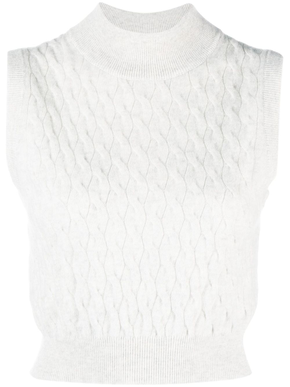 Cable-knit cropped cashmere vest - Grey