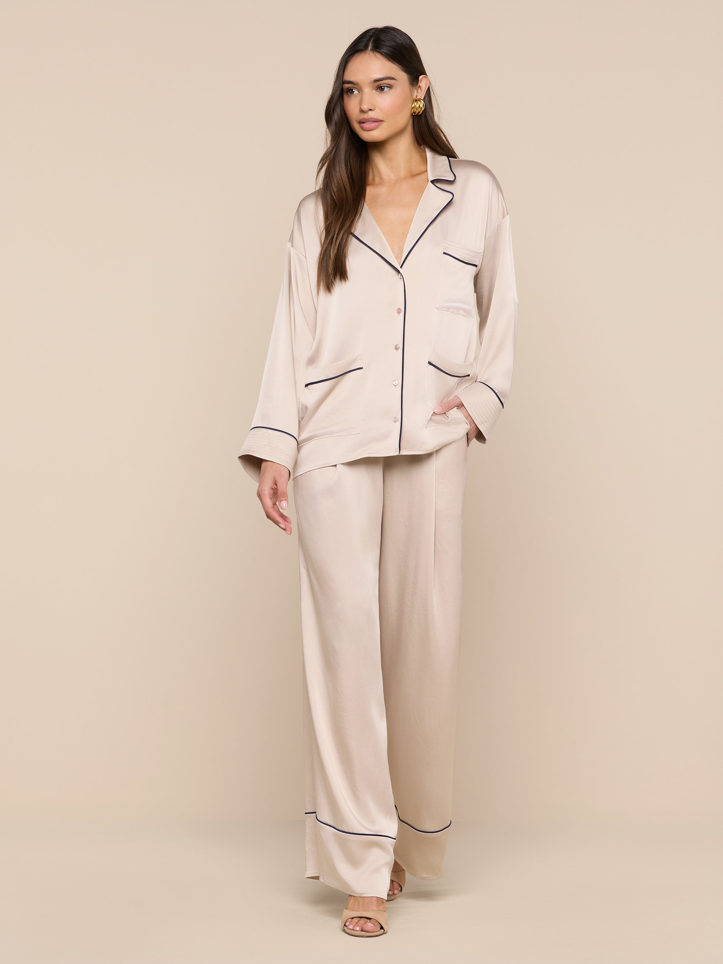 Mara Blouse Top In Champagne/midnight