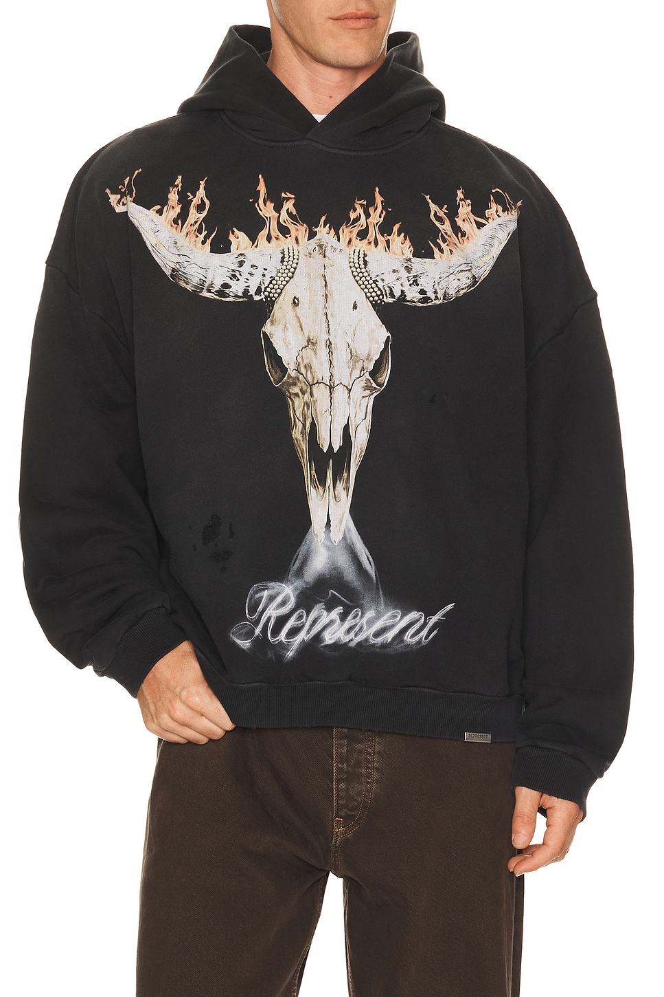 REPRESENT British Cowboys Hoodie in Stained Black - Black. S also in M, XL/1X