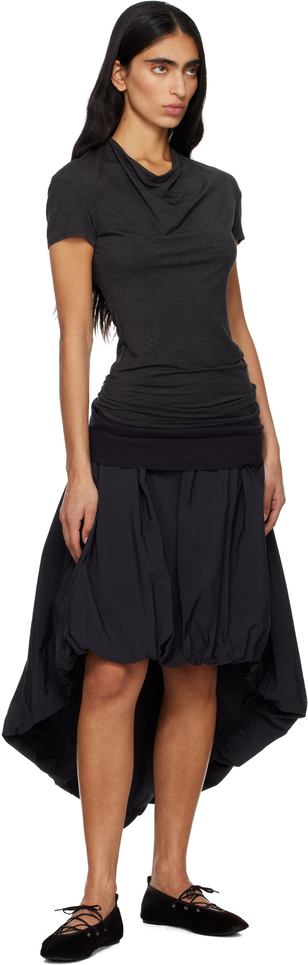 Black Fanquir Midi Skirt