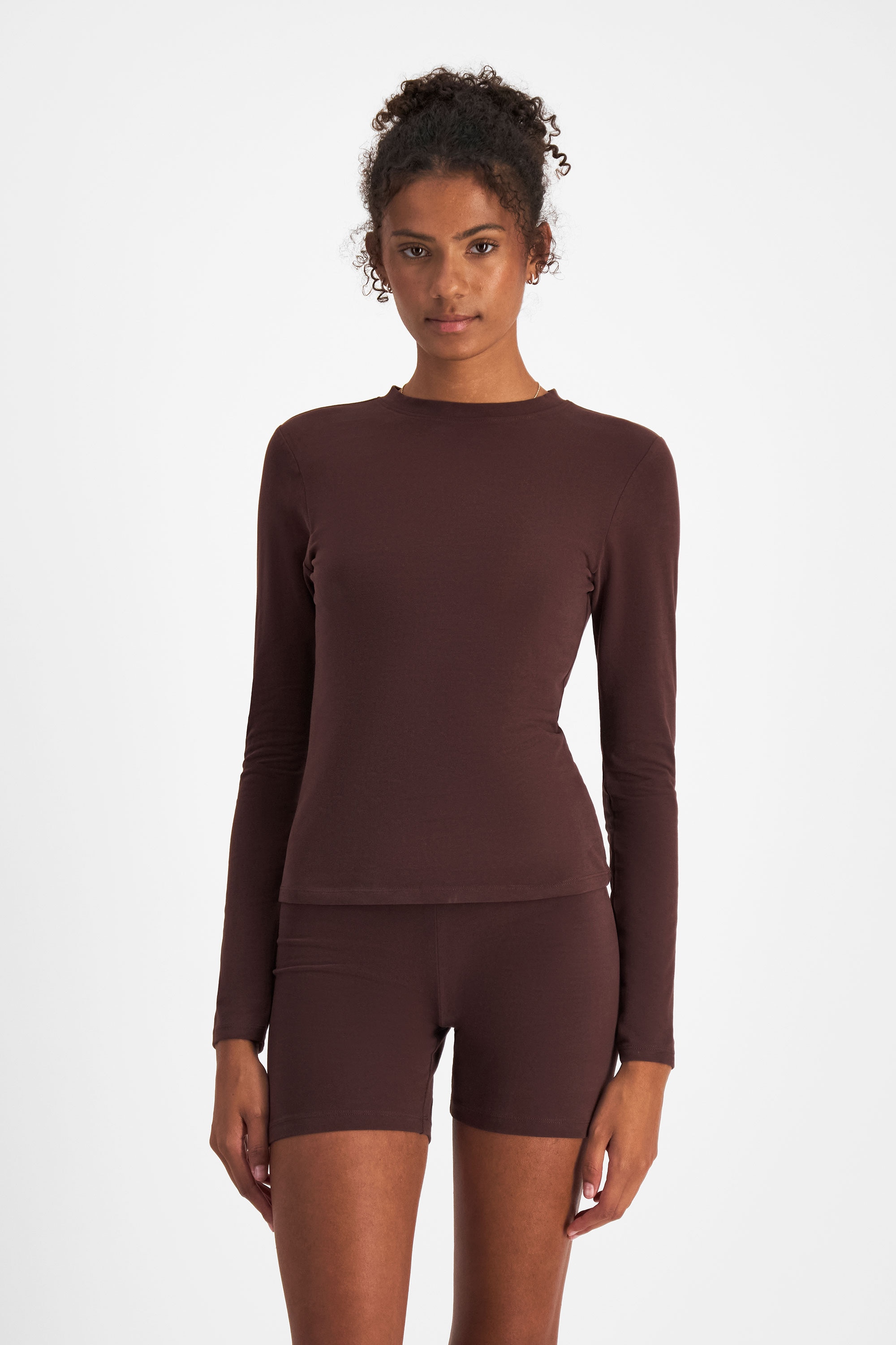 Women's Move Cotton Stretch Long Sleeve in Dark Espresso