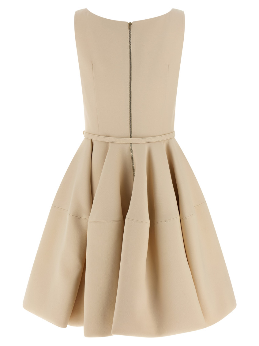 Fendi - belted sleeveless dress flared skirt scoop neckline