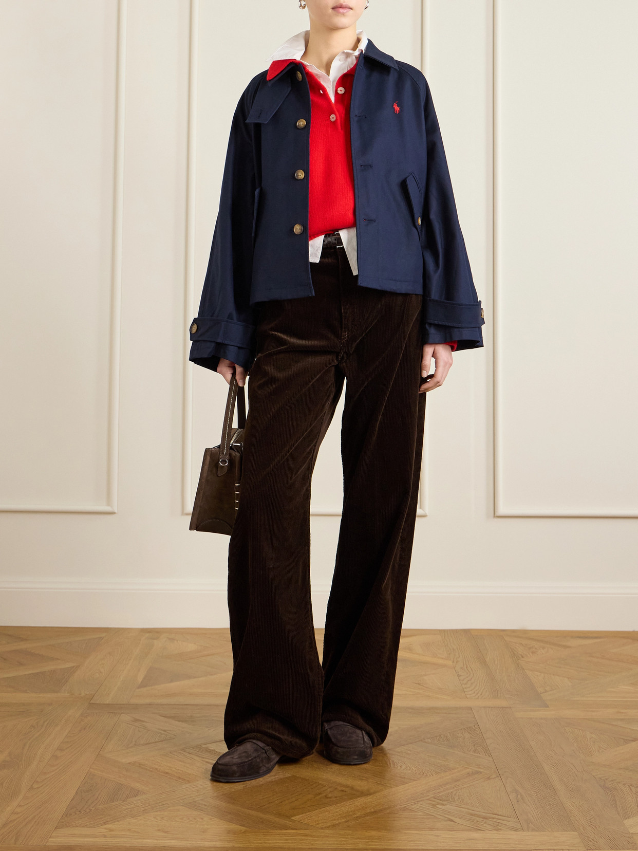 Embroidered Cotton-gabardine Jacket - Blue