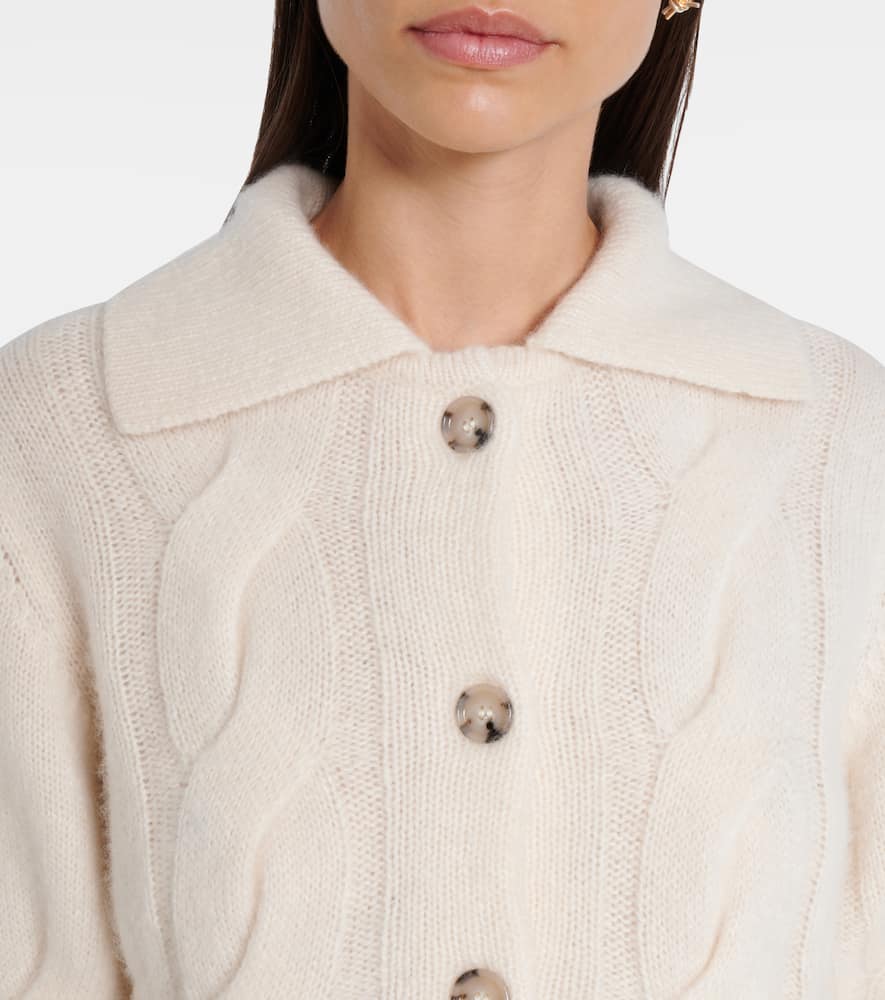 Cable-knit cashmere and silk cardigan