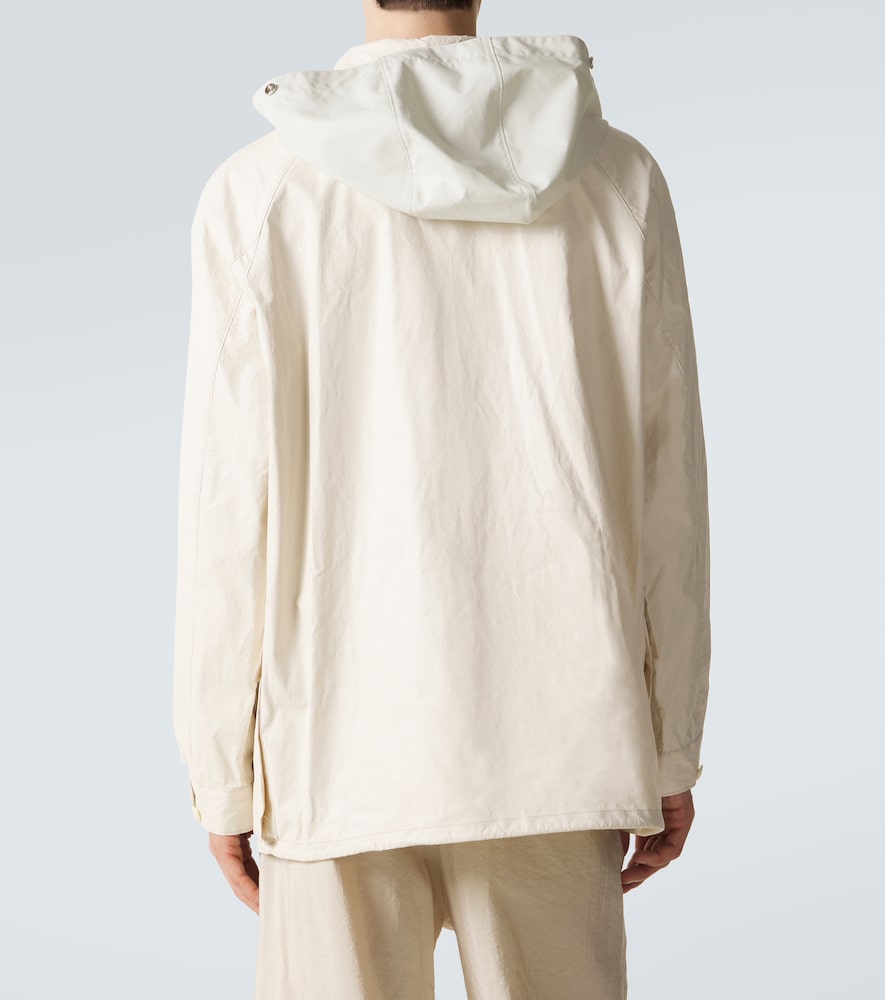 Hooded coated linen-blend raincoat