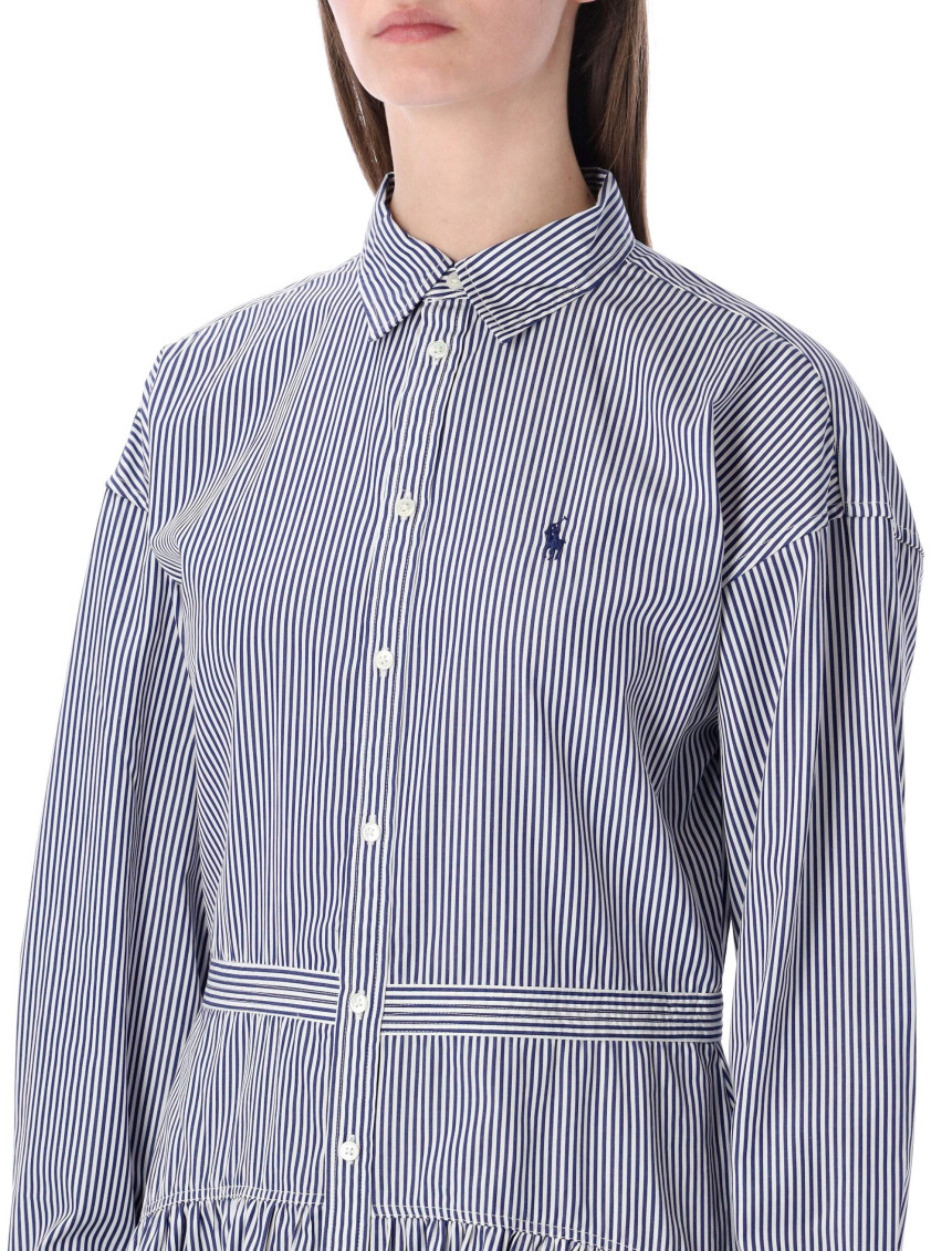 Blue Stripes Mini Shirt Dress