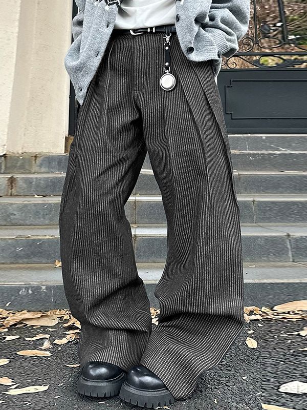 Men's Stripe Loose Casual Pant SKUL42519 - Black / S