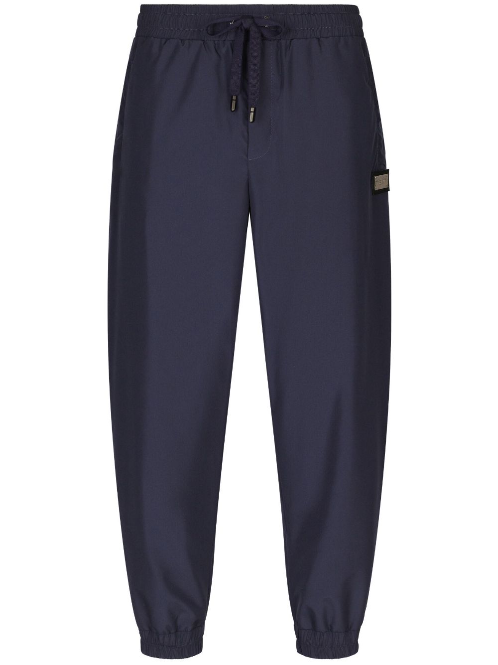Logo-plaque drawstring track pants - Blue