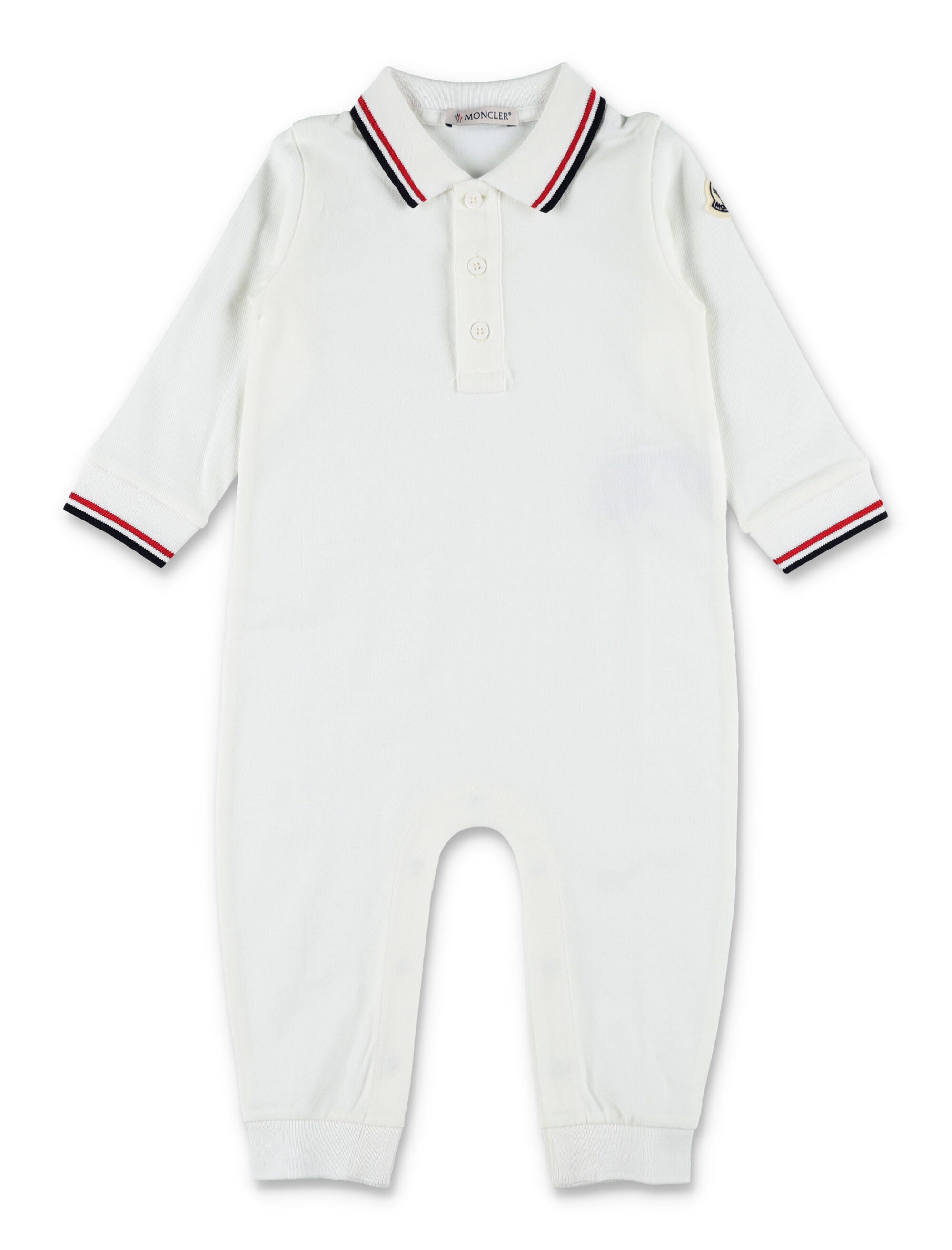 Boys' Stretch Cotton Piqué Romper with Ribbed Polo Collar & Logo Patch