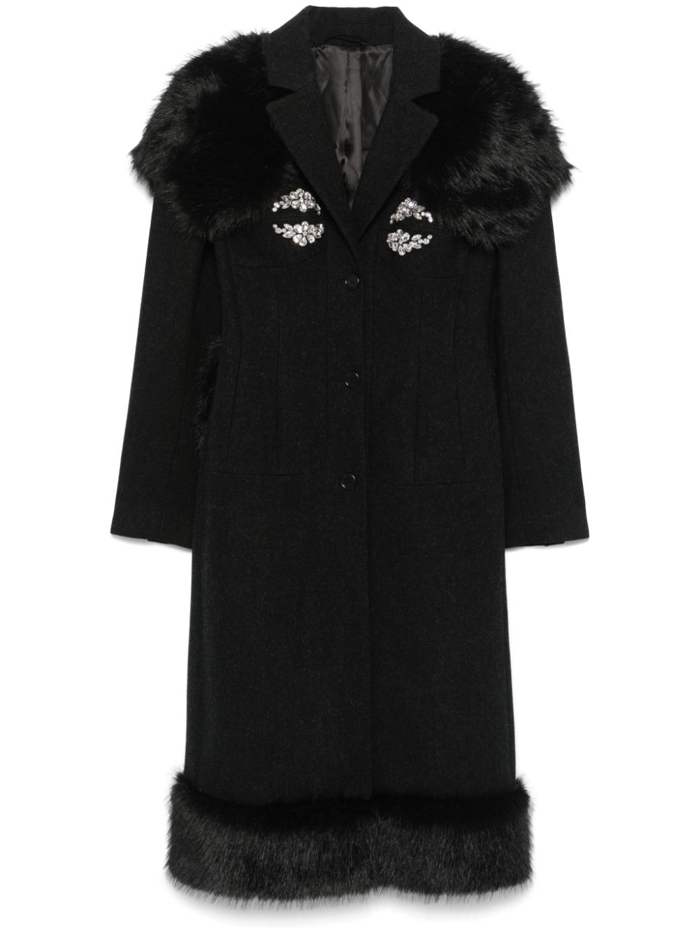 Crystal-embellished coat - Black