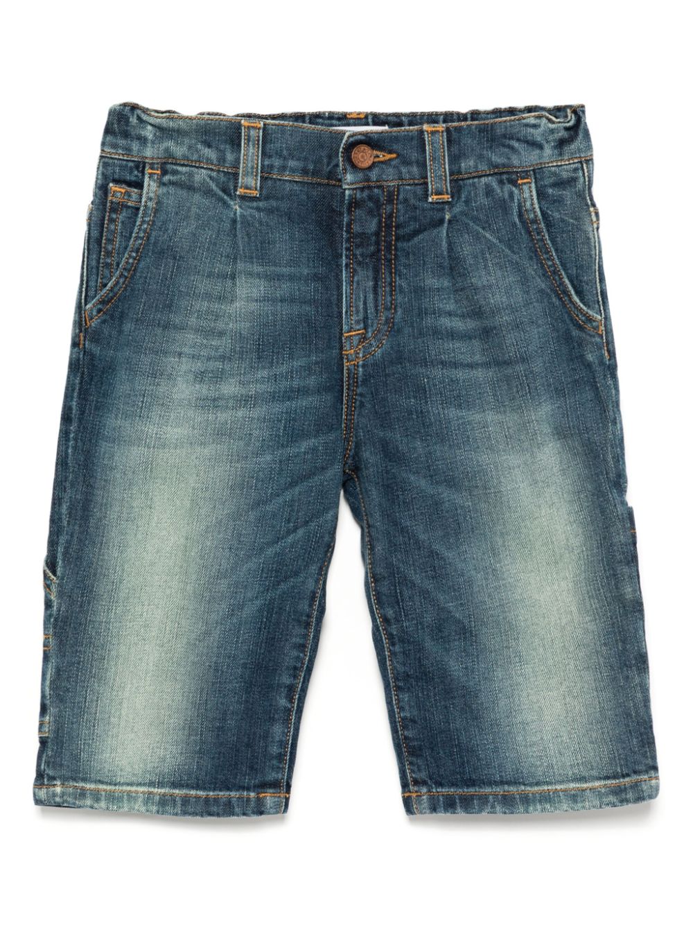 Logo patch denim shorts - Blue