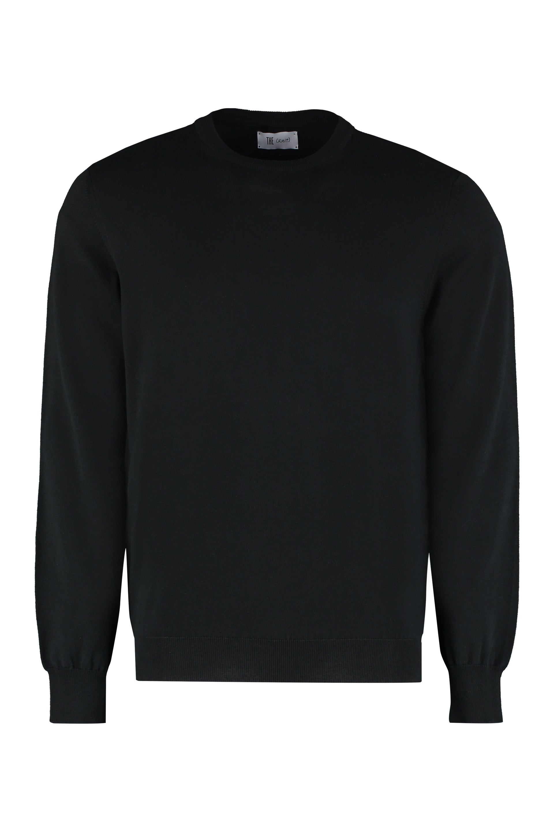 Cotton Crew-Neck Sweater — Black