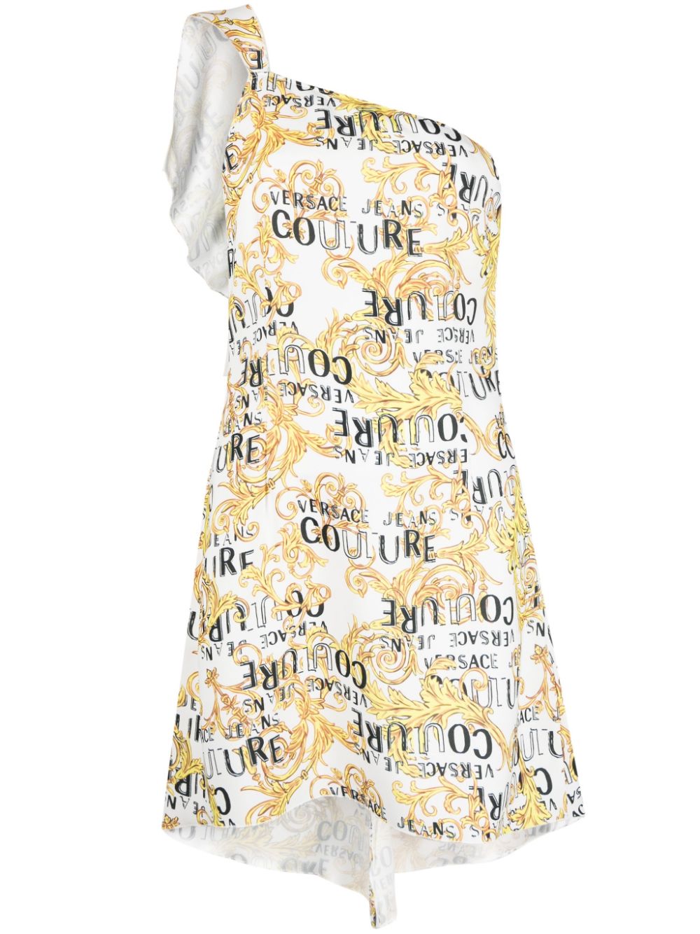 Logo Couture-print one-shoulder minidress - Black