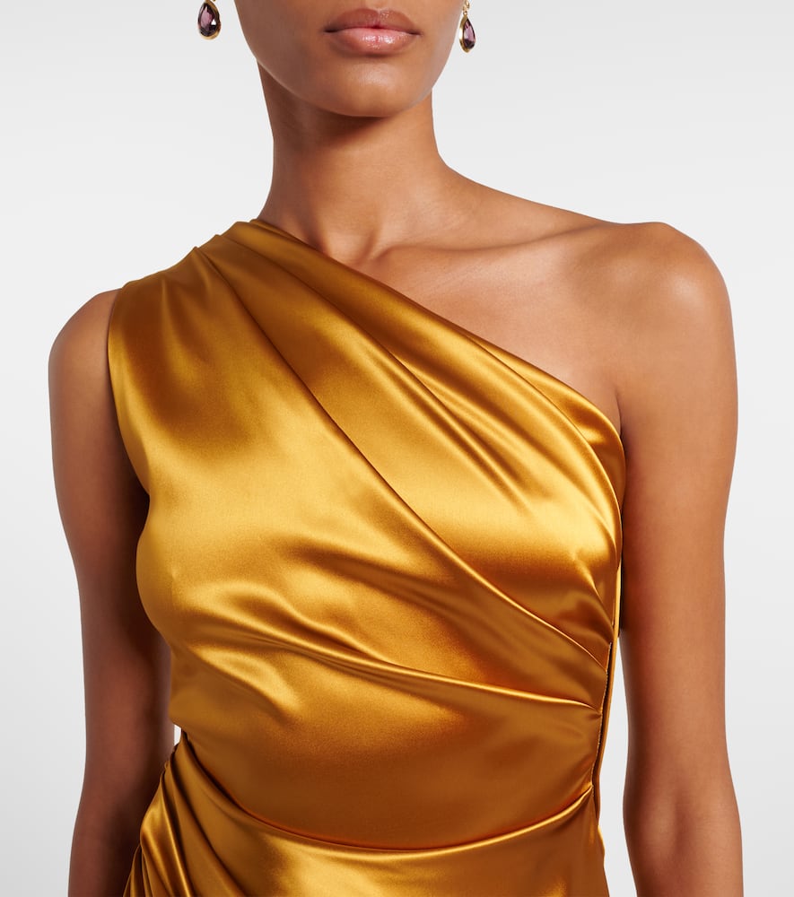 Gathered satin cocktail dress