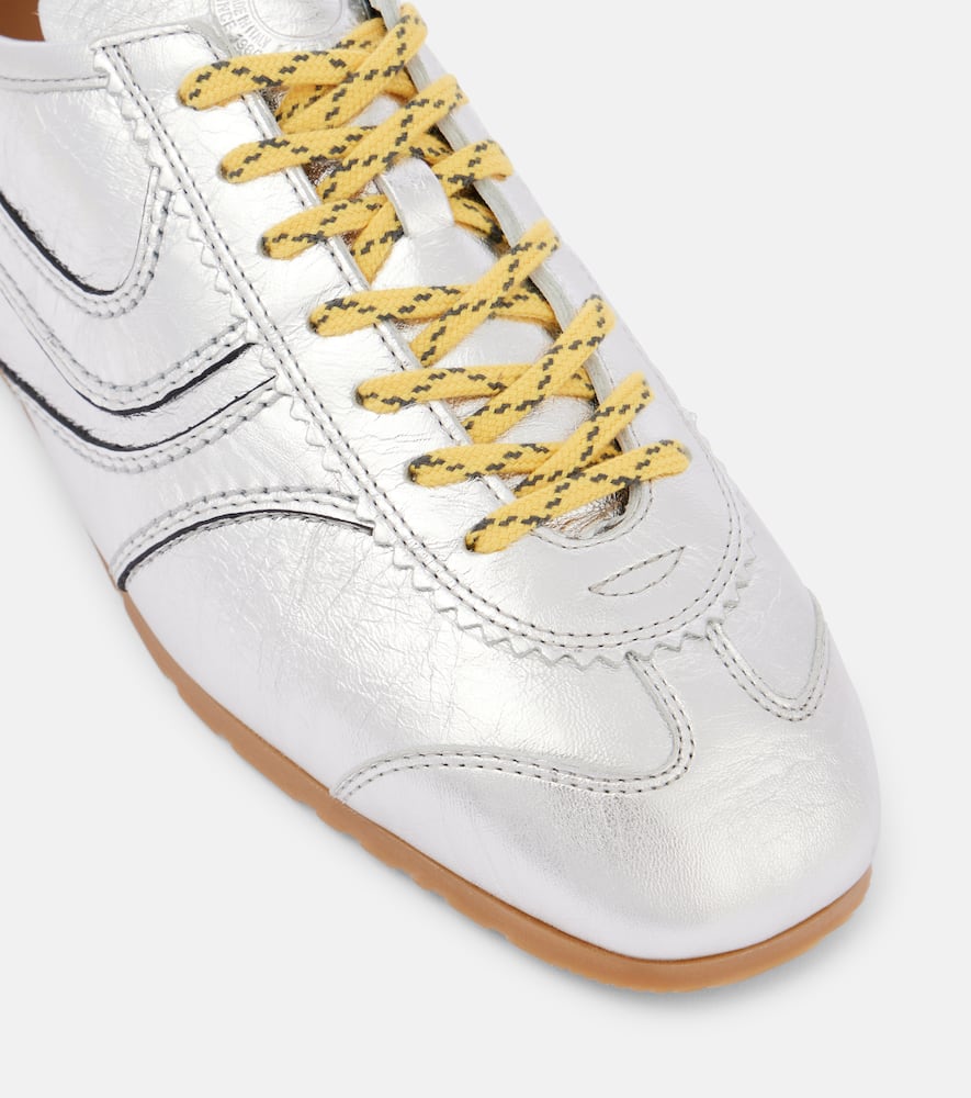 Metallic leather sneakers