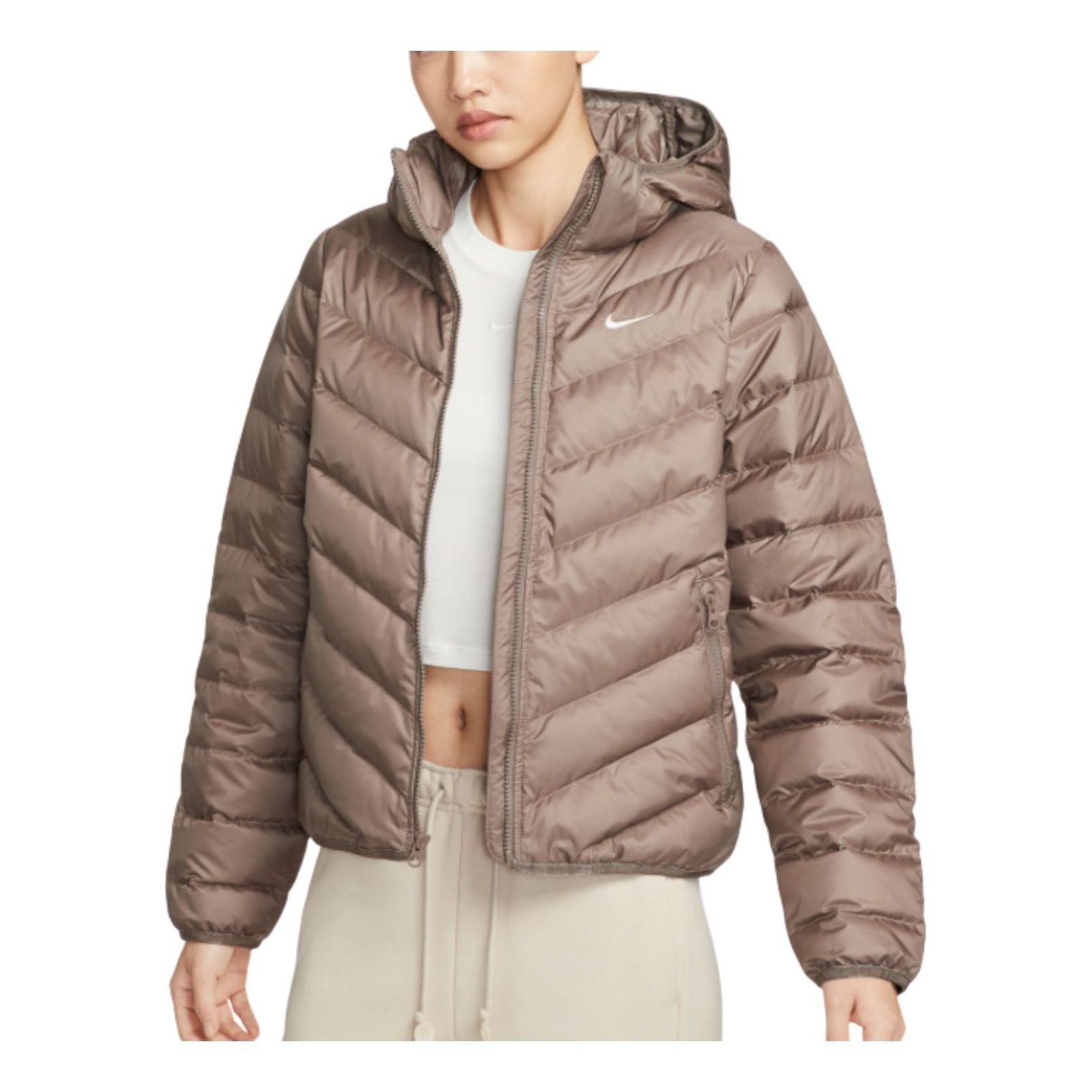 (WMNS) Sportswear Windpuffer Therma-Fit Hooded Puffer 'Mink Brown'