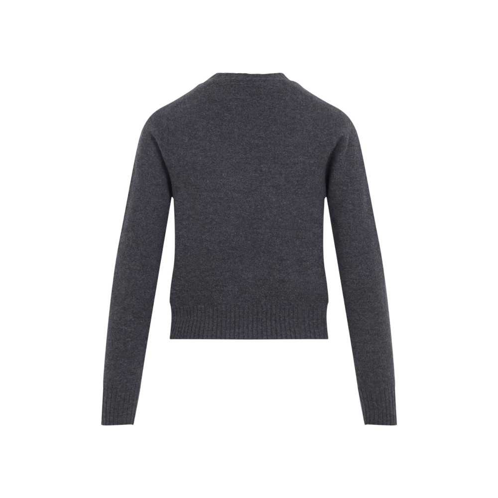 Grey Solid Crew Neck Sweater