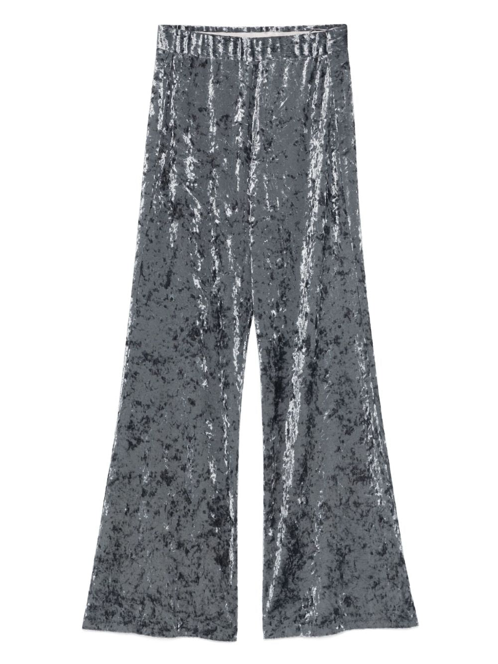 Crushed Velvet Flared Trousers — grey