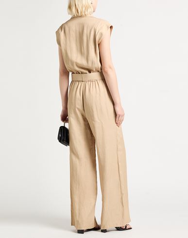 Woman Jumpsuit Sand Size 12 Viscose, Linen