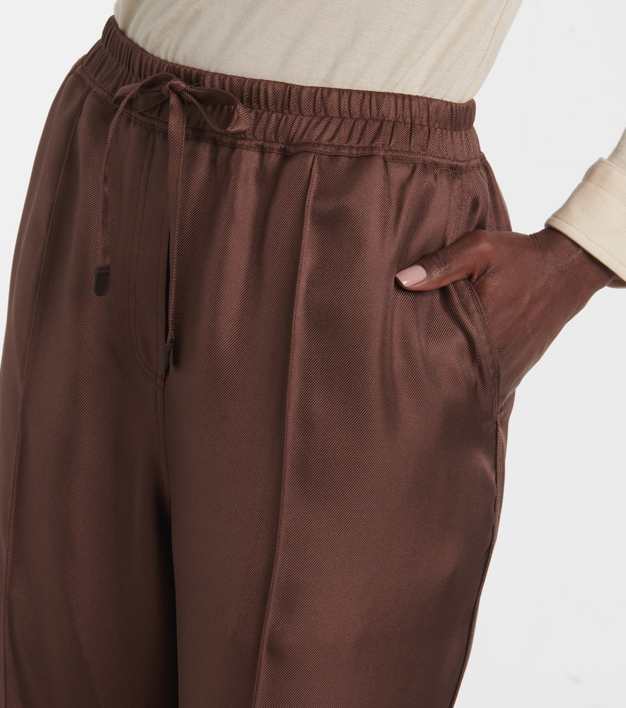 Silk twill wide-leg pants