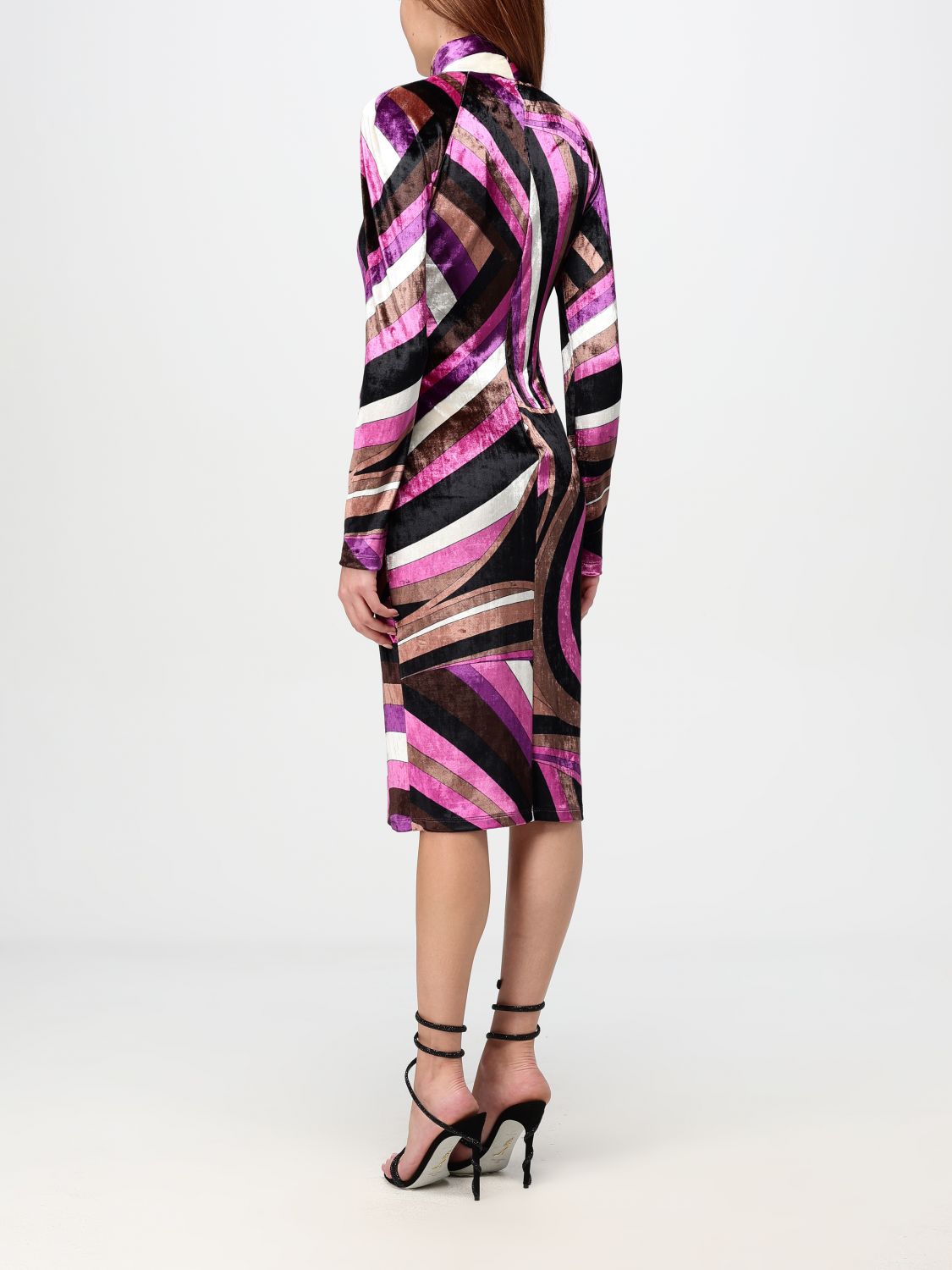 Iride-print velvet mini dress - Pink