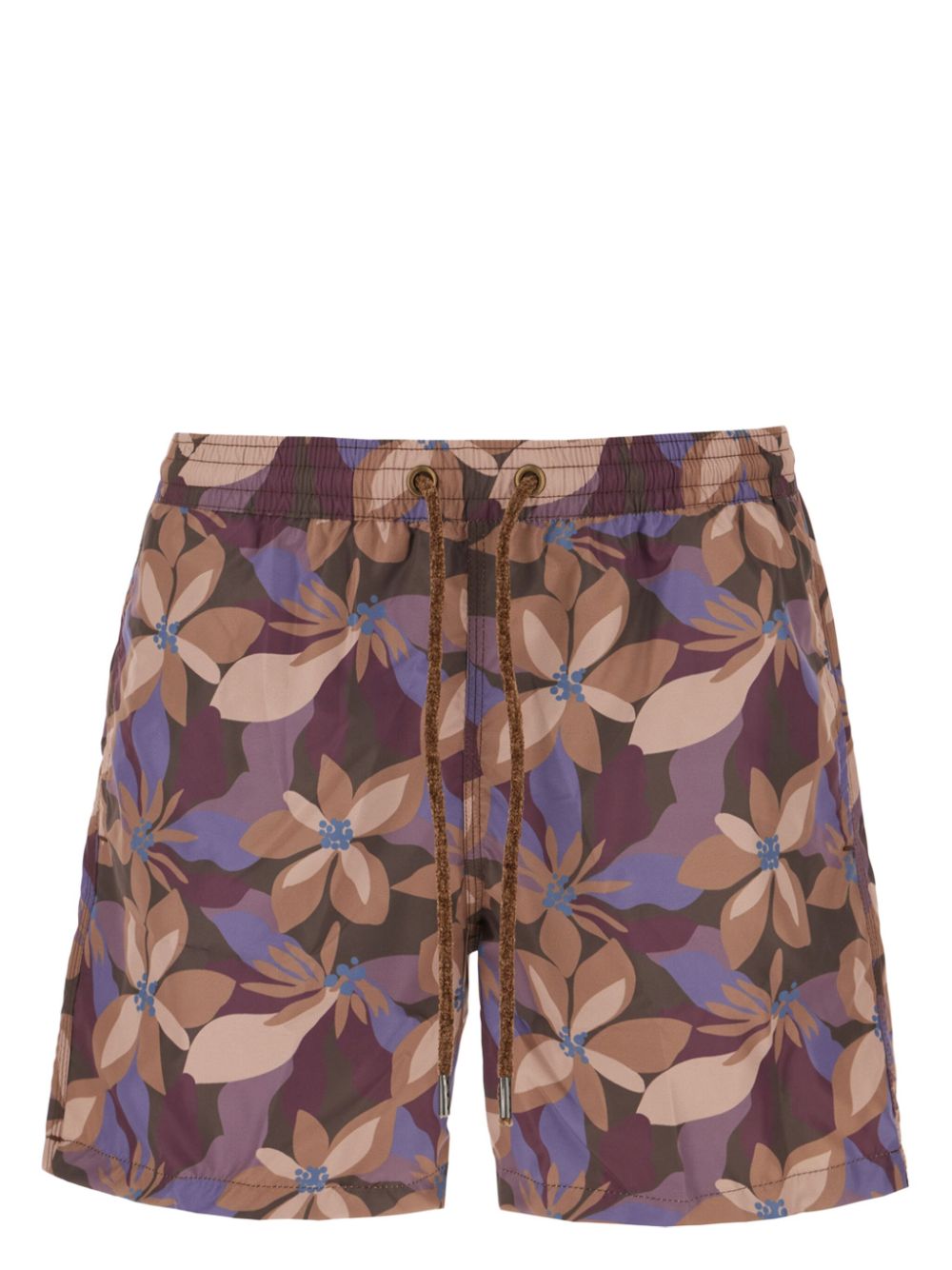 Floral-print swim shorts - Brown