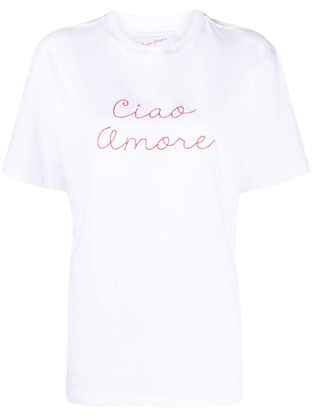 Embroidered-slogan cotton T-shirt - White