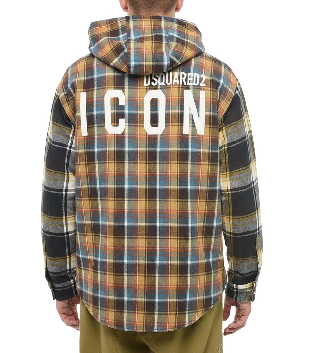 Icon check print hooded jacket