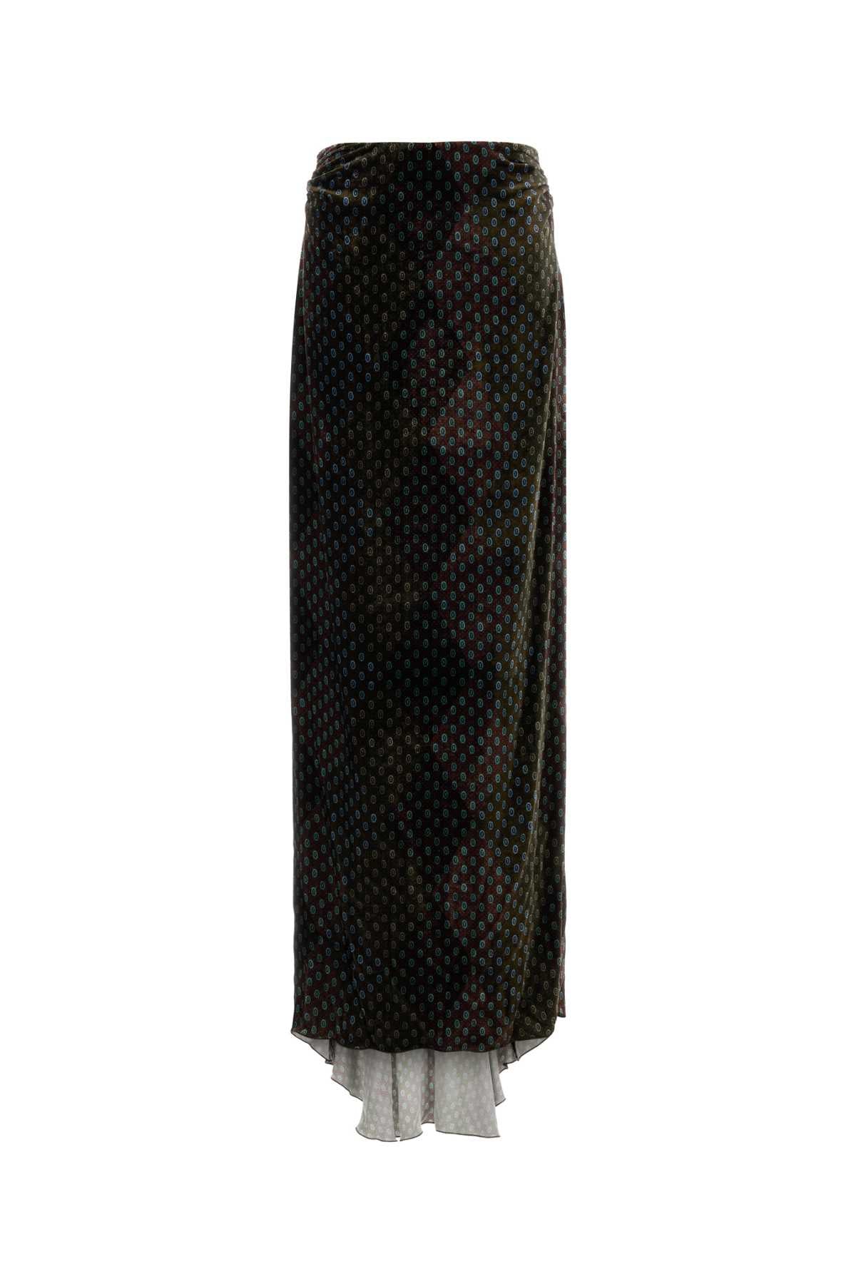 Printed Silk-Viscose Skirt — Black