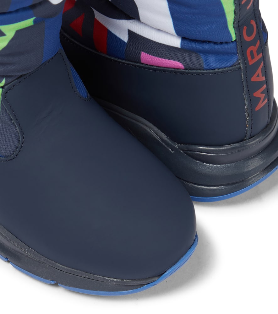 Printed leather snow boots