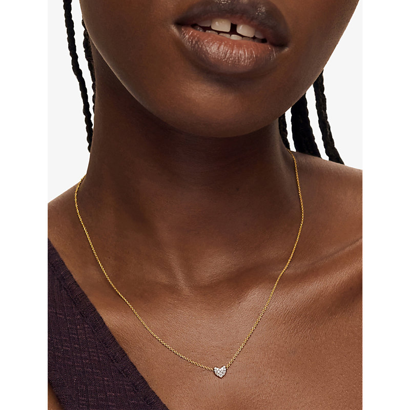 Womens Yellow Gold Heart 18ct Yellow Gold-plated Vermeil Sterling-silver and 2.4ct Pendant Necklace 1 Size