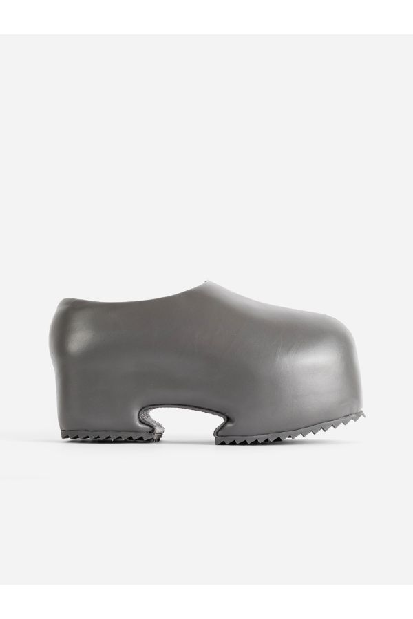 Molded Leather Sculptural Clog — Gray