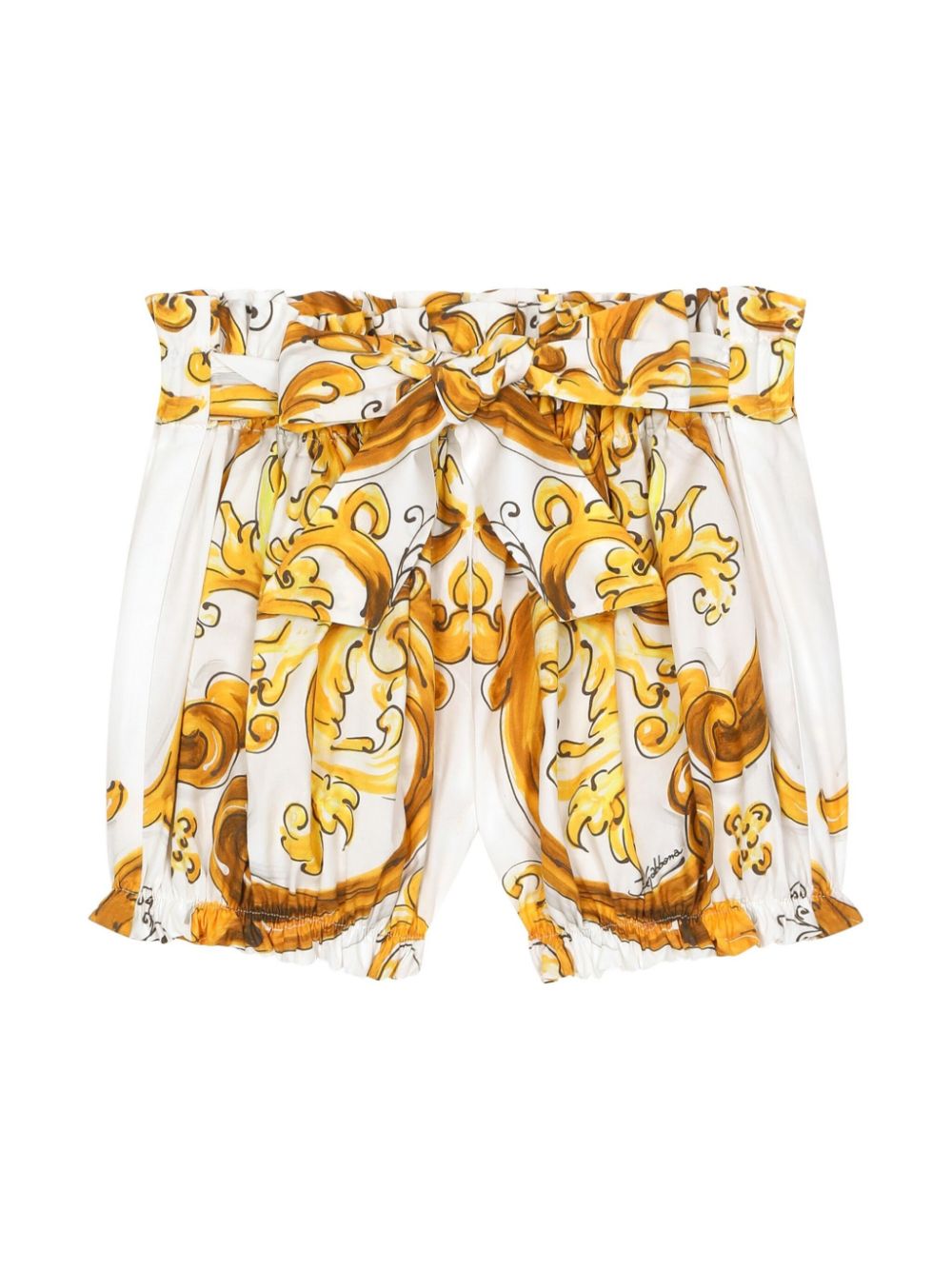 Majolica-print cotton shorts - Yellow