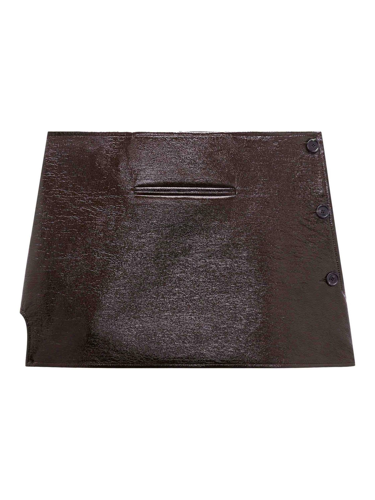 Dark Brown Oblique Vinyl Mini Skirt