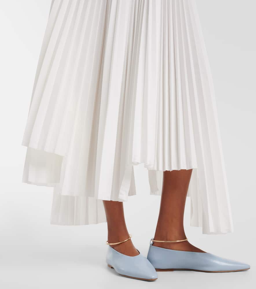 Plissé asymmetric muslin maxi skirt
