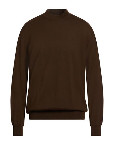 Man Turtleneck Dark brown Size 44 Virgin Wool