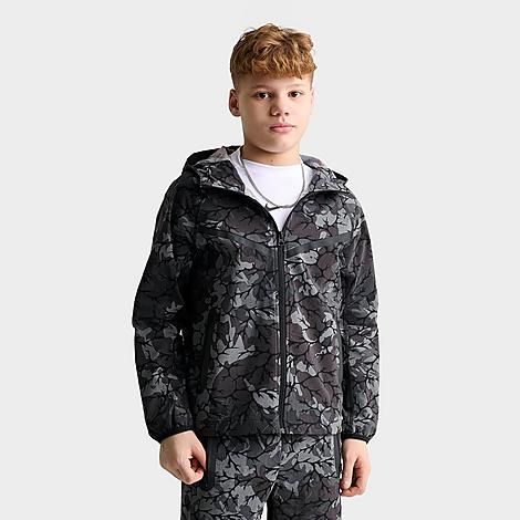 Big Kids Sportswear Tech Woven Full-Zip Jacket in Black