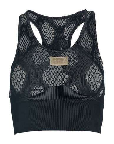 Ea7 Woman Top Black Size M Polyamide, Recycled polyester, Elastane