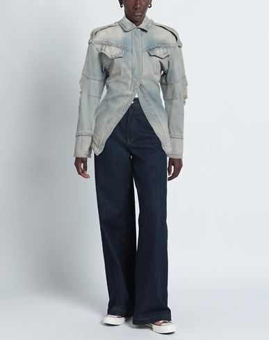 Woman Denim outerwear Blue Size 6 Cotton