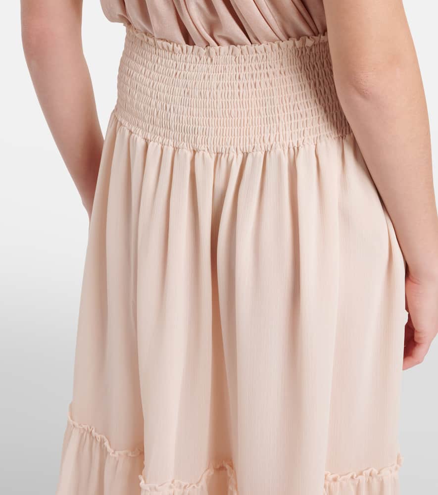 Gathered chiffon maxi skirt